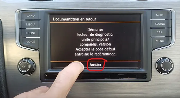Bouton Annuler lors de l'installation App-Connect sur autoradio VW